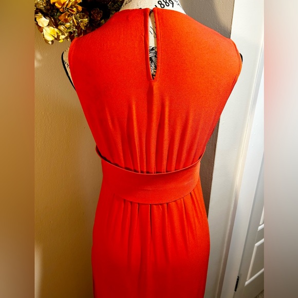 ALC High Side Slit  Sleeveless Midi  Sheath Dress in Vibrant Orange  Sz 4 - Picture 8 of 13